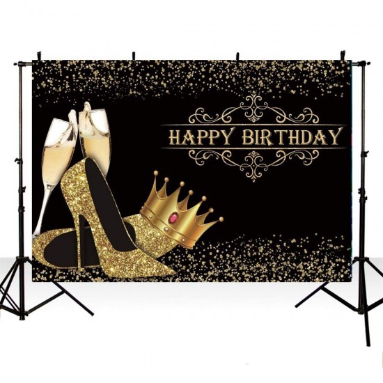 Happy Birthday Backdrop Lady Birthday Prom Party Background Shiny Golden Crown High Heel Party Banner Birthday Photo Studio Props Happy Birthday Backdrop Lady Birthday Prom Party Background Shiny Golden Crown High Heel Party Banner Birthday Photo Studio Props