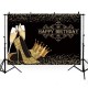 Happy Birthday Backdrop Lady Birthday Prom Party Background Shiny Golden Crown High Heel Party Banner Birthday Photo Studio Props Happy Birthday Backdrop Lady Birthday Prom Party Background Shiny Golden Crown High Heel Party Banner Birthday Photo Studio Props