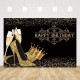 Happy Birthday Backdrop Lady Birthday Prom Party Background Shiny Golden Crown High Heel Party Banner Birthday Photo Studio Props Happy Birthday Backdrop Lady Birthday Prom Party Background Shiny Golden Crown High Heel Party Banner Birthday Photo Studio Props
