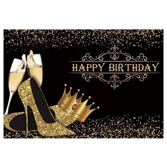 Happy Birthday Backdrop Lady Birthday Prom Party Background Shiny Golden Crown High Heel Party Banner Birthday Photo Studio Props Happy Birthday Backdrop Lady Birthday Prom Party Background Shiny Golden Crown High Heel Party Banner Birthday Photo Studio Props