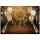 Happy Birthday Photography Backdrop Black Golden Balloons Bokeh Background