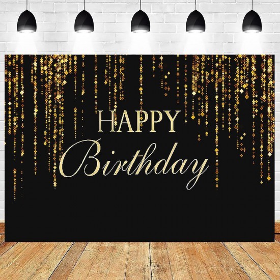 Happy Birthday Photography Backdrops Glitter Sequin Spots Background Cloth for Party Photograph Backdrop