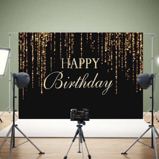 Happy Birthday Photography Backdrops Glitter Sequin Spots Background Cloth for Party Photograph Backdrop