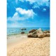 Photography Background Vinyl Fabric Cloth Sky Beach Sand Stones 90x150cm