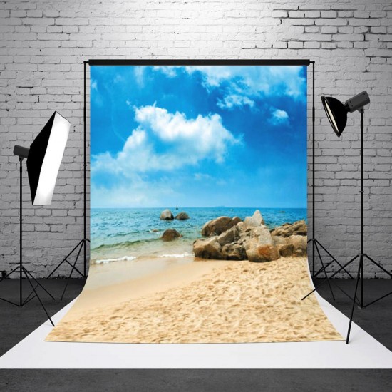 Photography Background Vinyl Fabric Cloth Sky Beach Sand Stones 90x150cm Photography Background Vinyl Fabric Cloth Sky Beach Sand Stones 90x150cm