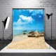 Photography Background Vinyl Fabric Cloth Sky Beach Sand Stones 90x150cm