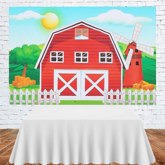 Photography Backgrounds Photo Studio Props Cartoon Red Farm Animals Birthday Party Backdrop