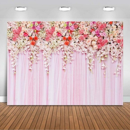 Pink Flowers Wall Photography Backdrops Rose Floral Wedding Photo Background Pink Flowers Wall Photography Backdrops Rose Floral Wedding Photo Background
