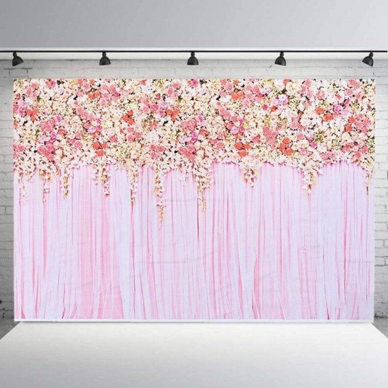 Pink Flowers Wall Photography Backdrops Rose Floral Wedding Photo Background