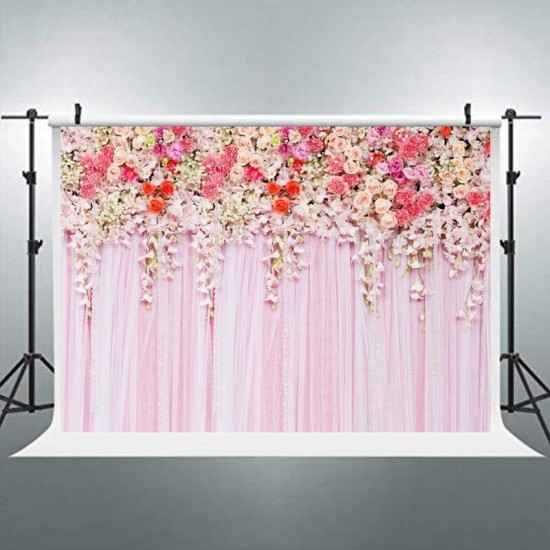 Pink Flowers Wall Photography Backdrops Rose Floral Wedding Photo Background