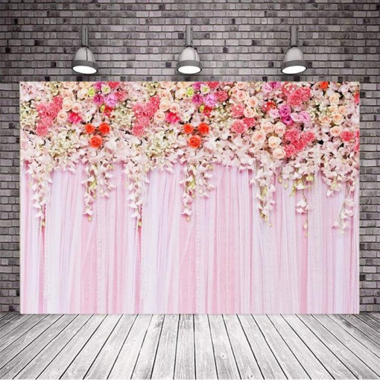 Pink Flowers Wall Photography Backdrops Rose Floral Wedding Photo Background