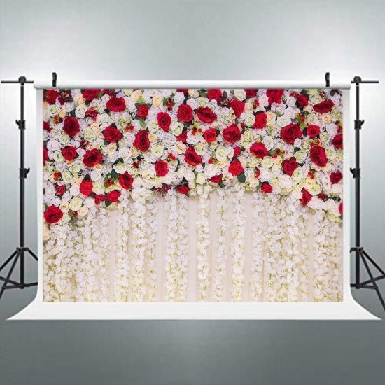 Romantic Wedding Red Rose Wall Photography Backdrops Floral Photo Background