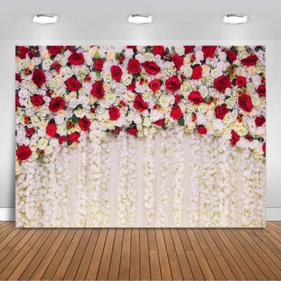 Romantic Wedding Red Rose Wall Photography Backdrops Floral Photo Background