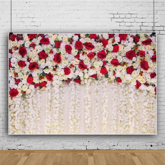 Romantic Wedding Red Rose Wall Photography Backdrops Floral Photo Background