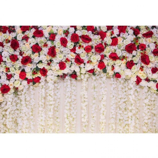 Romantic Wedding Red Rose Wall Photography Backdrops Floral Photo Background