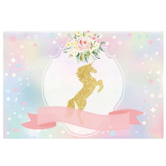 Unicorn Ribbon Flowers Baby Shower Party Photo Backgrounds Backdrop Studio Prop