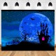 Vinyl Photography Background Backdrop Studio Photo Prop Halloween Bat Blue Moon