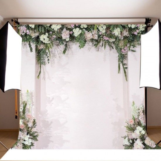 White Flowers Wedding Photography Backdrop Curtain Party Photo Background Cloth Decoration Props