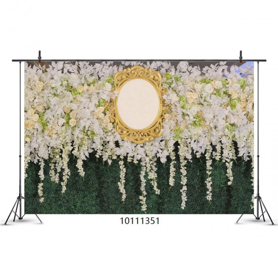 White Flowers Wedding Photography Backdrop Curtain Party Photo Background Cloth Decoration Props