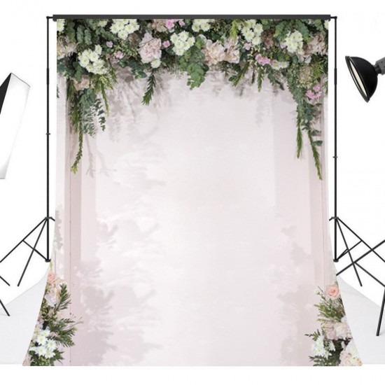 White Flowers Wedding Photography Backdrop Curtain Party Photo Background Cloth Decoration Props