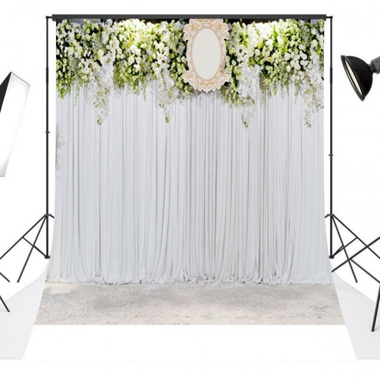 White Flowers Wedding Photography Backdrop Curtain Party Photo Background Cloth Decoration Props