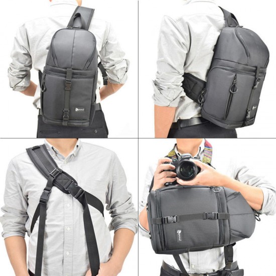 Light Pro Sling Bag Shoulder Cross Waterproof Water-resistant with Rain Cover for Canon for Nikon for Sony SLR DSLR Camera Tripod Lens