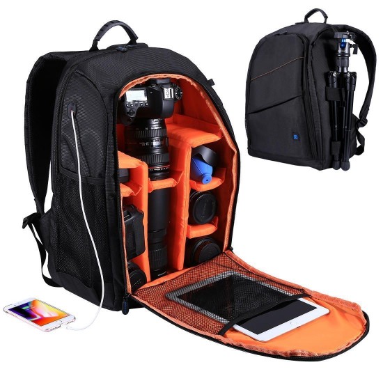PU5011 Outdoor Portable Waterproof Scratch-proof Dual Shoulders Backpack Camera Bag