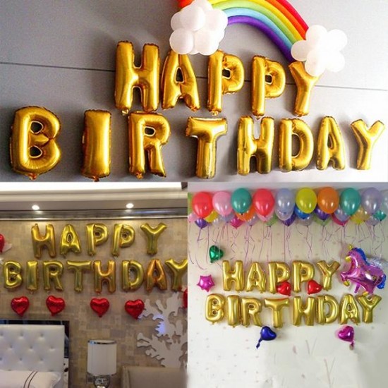 16 Inch Golden Foil Alphabet Balloons Letters Happy Birthday Party Decor