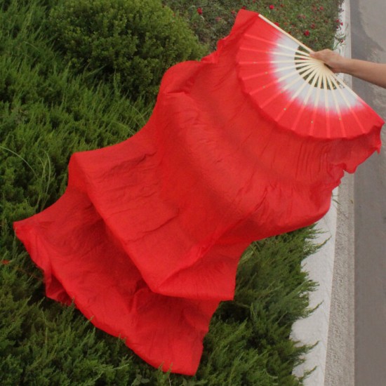 1.8m Lengthen Belly Dance Fan Imitated Silk Fabric Bamboo Fans Dance Dancing Performance Supplies