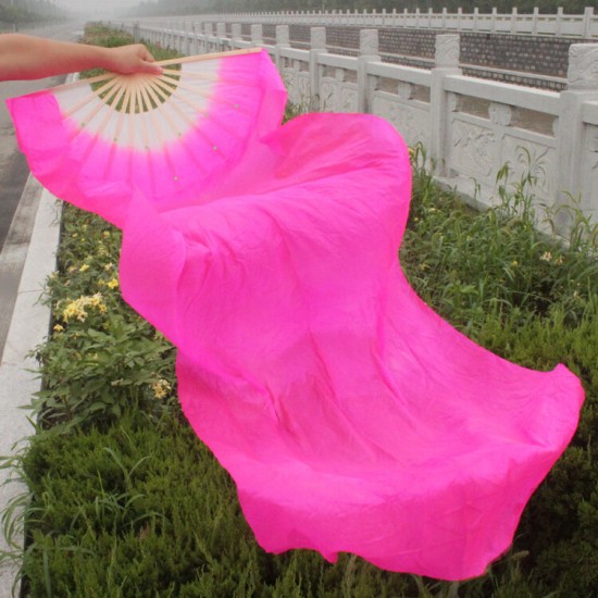 1.8m Lengthen Belly Dance Fan Imitated Silk Fabric Bamboo Fans Dance Dancing Performance Supplies