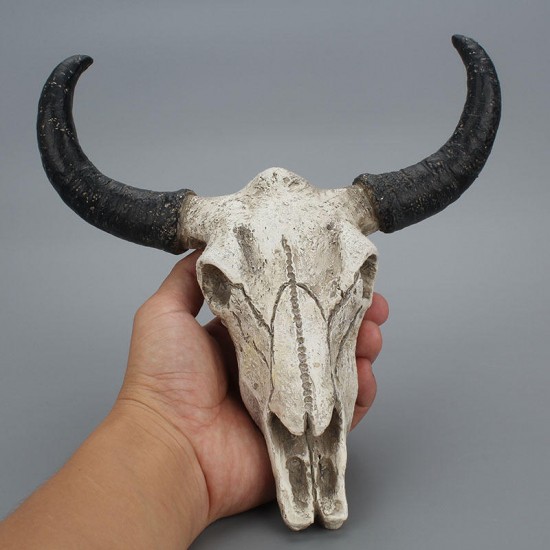 Halloween Long horn Skull Resin Cow Skull Sculpture Statue Wall Decorations Horns Wall Mount Home Bar Wall