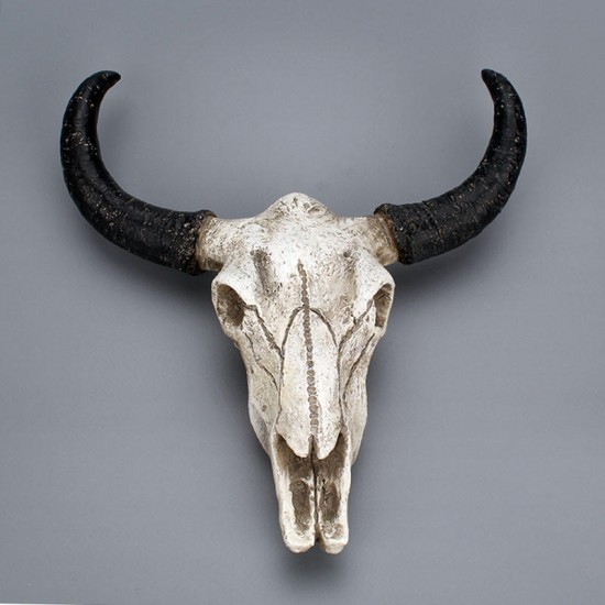 Halloween Long horn Skull Resin Cow Skull Sculpture Statue Wall Decorations Horns Wall Mount Home Bar Wall