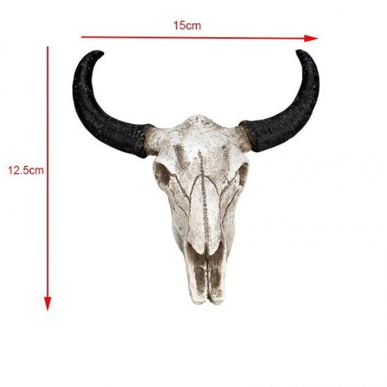 Halloween Long horn Skull Resin Cow Skull Sculpture Statue Wall Decorations Horns Wall Mount Home Bar Wall