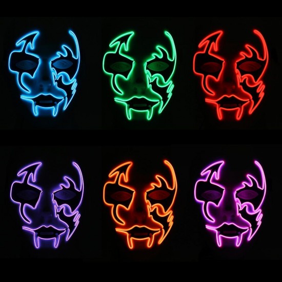 Halloween Mask LED Luminous Flashing Face Mask Party Masks Light Up Dance Halloween Cosplay