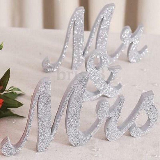 Mr & Mrs Shining Free Standing Letter Sign Table Large Wooden Wedding Decorations