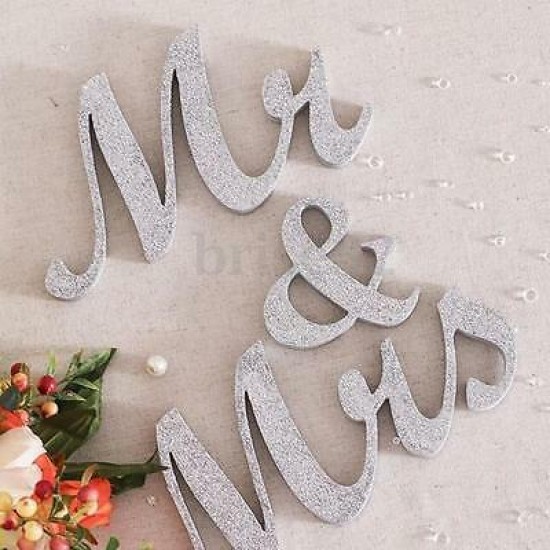 Mr & Mrs Shining Free Standing Letter Sign Table Large Wooden Wedding Decorations