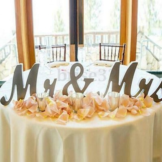 Mr & Mrs Shining Free Standing Letter Sign Table Large Wooden Wedding Decorations
