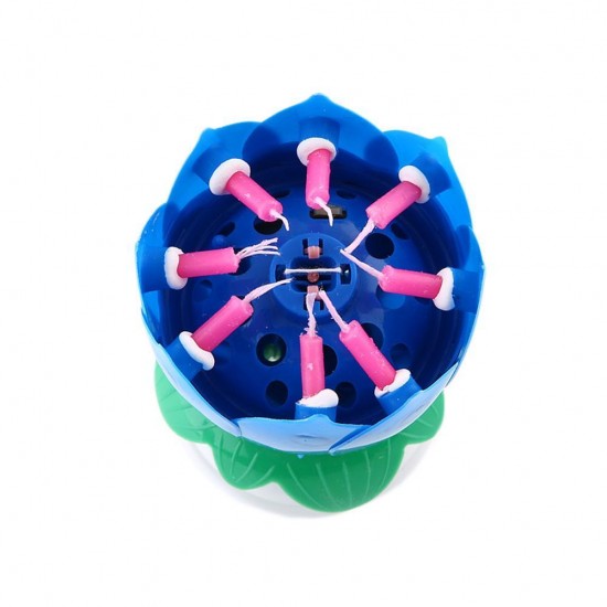 Musical Lotus Rotating Flower Happy Birthday Party Gift Candle Lights Atmostphere Light