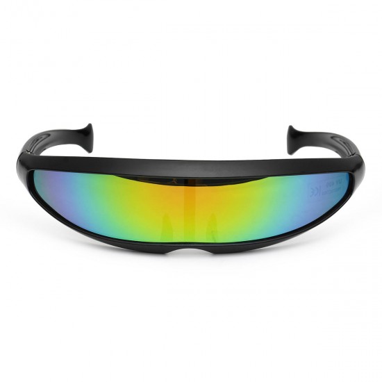 Party Glasses Novelty Futuristic Cyclops Mirrored Sunglasses Monoblock Alien