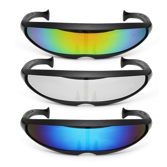 Party Glasses Novelty Futuristic Cyclops Mirrored Sunglasses Monoblock Alien