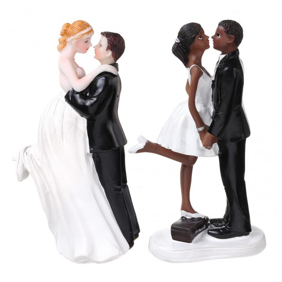 Romantic Funny Wedding Cake Topper Figure Bride Groom Couple Bridal Decorations