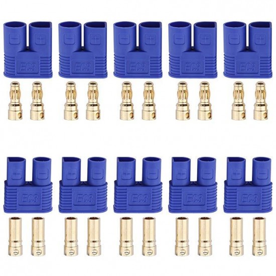 10 Sets EC3 Connector 3.5mm Gold Bullet Banana Plug Female Male RC ESC LIPO Battery Electric Motor Airplane Quadcopter Parts DIY