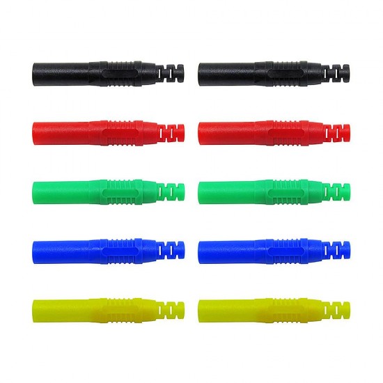 10Pcs P3013 4mm Safety Shrouded Banana Plug Solder In line DIY Assembly Test Leads Connectors