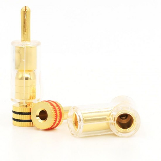 4Pcs Viborg Gold Plated Audio Banana Speaker Plug Connector 45 Dgree Lock Screw Welding Free