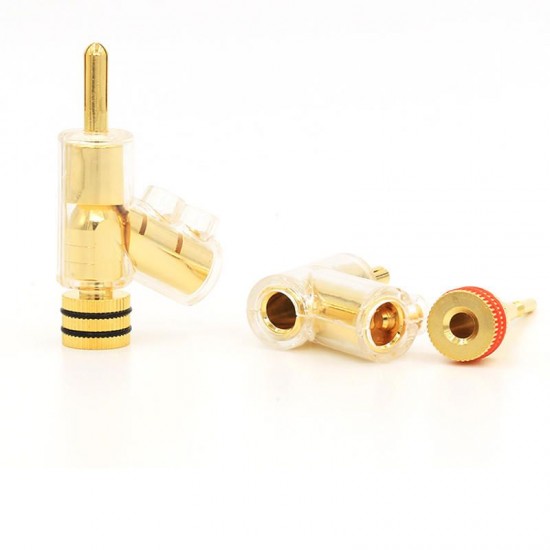 4Pcs Viborg Gold Plated Audio Banana Speaker Plug Connector 45 Dgree Lock Screw Welding Free