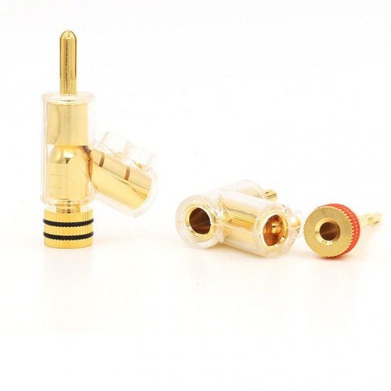4Pcs Viborg Gold Plated Audio Banana Speaker Plug Connector 45 Dgree Lock Screw Welding Free 4Pcs Viborg Gold Plated Audio Banana Speaker Plug Connector 45 Dgree Lock Screw Welding Free