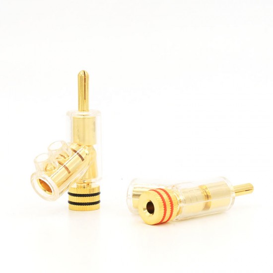 4Pcs Viborg Gold Plated Audio Banana Speaker Plug Connector 45 Dgree Lock Screw Welding Free