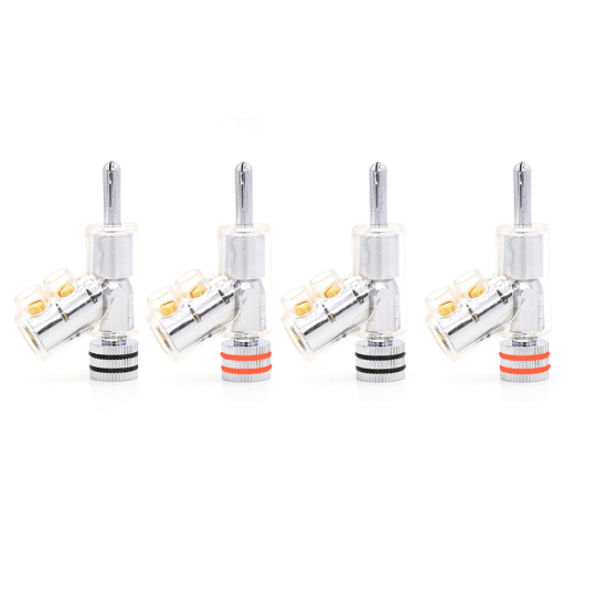 4Pcs Viborg Rhodium Plated Gold Banana Plug Audio Connector Speaker 45 Degree Lock Free Solder Screw