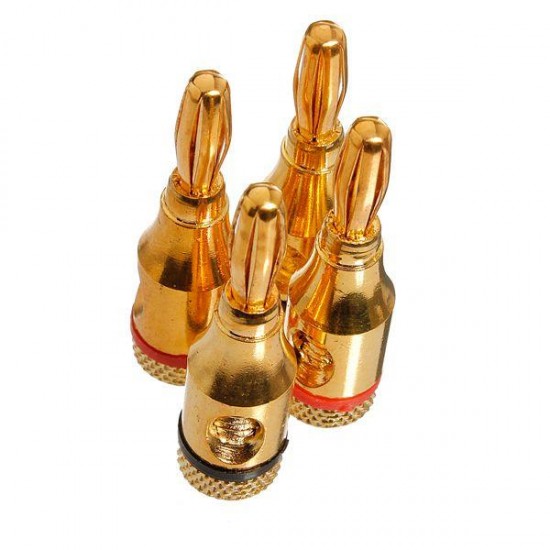 4pcs 4mm Speaker Banana Plug Audio Jack Cable Connector Adapter Gold 4pcs 4mm Speaker Banana Plug Audio Jack Cable Connector Adapter Gold