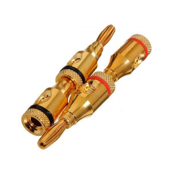 4pcs 4mm Speaker Banana Plug Audio Jack Cable Connector Adapter Gold